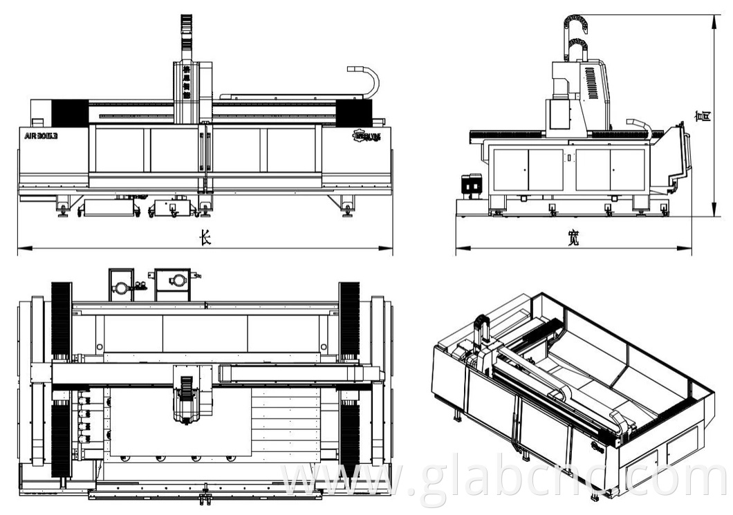 AGM Upgraded Technology Horizontal CNC Glass Working Machine Three Axis Machining